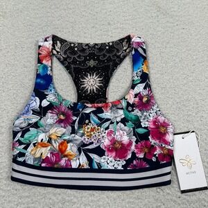NWT Johnny Was Sports‎ Bra Womens XS Dance Bee Activewear Reversible Multicolor